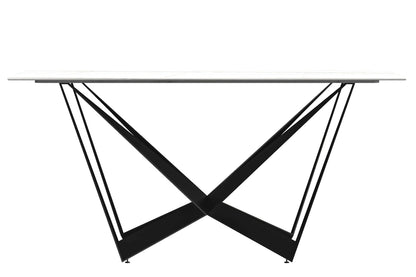 Nuvor Dining Table with Rectangular Sintered Stone/Glass Tabletop and Steel Legs - Elax Furniture