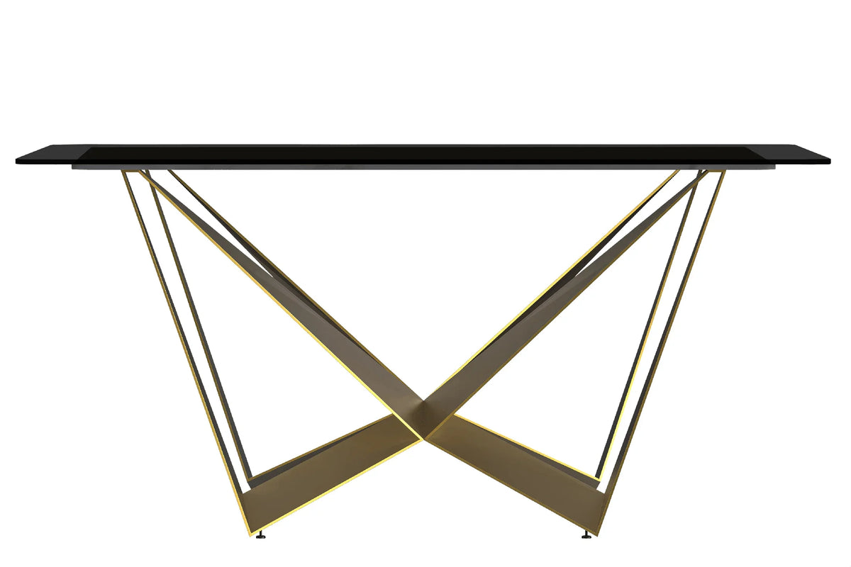 Nuvor Dining Table with Rectangular Sintered Stone/Glass Tabletop and Steel Legs - Elax Furniture