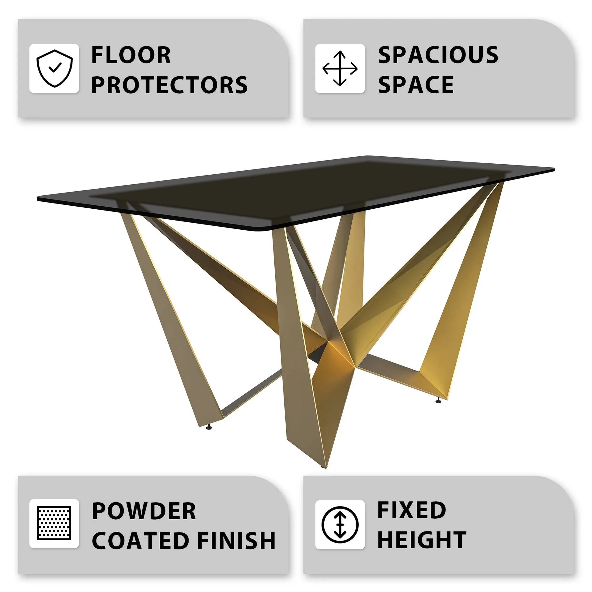 Nuvor Dining Table with Rectangular Sintered Stone/Glass Tabletop and Steel Legs - Elax Furniture