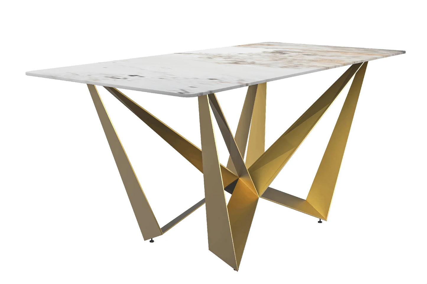 Nuvor Dining Table with Rectangular Sintered Stone/Glass Tabletop and Steel Legs - Elax Furniture