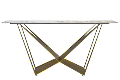 Nuvor Dining Table with Rectangular Sintered Stone/Glass Tabletop and Steel Legs - Elax Furniture