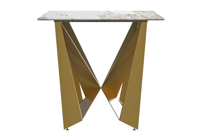 Nuvor Dining Table with Rectangular Sintered Stone/Glass Tabletop and Steel Legs - Elax Furniture