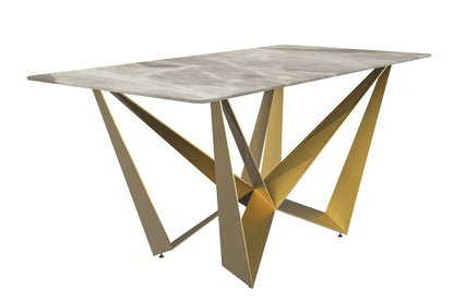 Nuvor Dining Table with Rectangular Sintered Stone/Glass Tabletop and Steel Legs - Elax Furniture