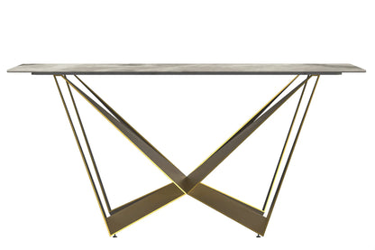 Nuvor Dining Table with Rectangular Sintered Stone/Glass Tabletop and Steel Legs - Elax Furniture