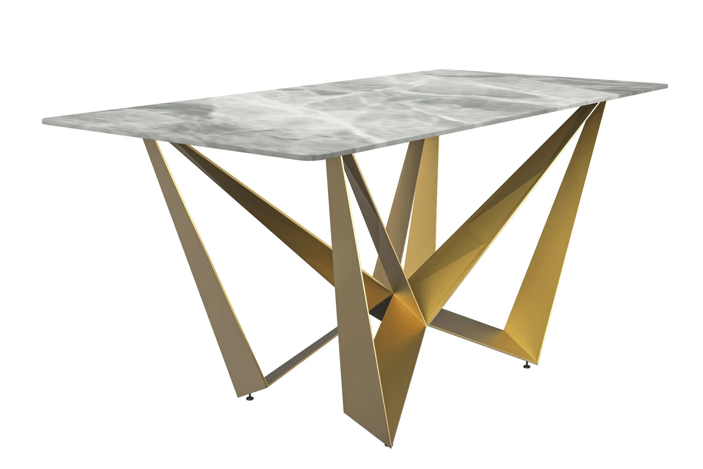 Nuvor Dining Table with Rectangular Sintered Stone/Glass Tabletop and Steel Legs - Elax Furniture