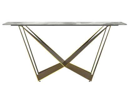 Nuvor Dining Table with Rectangular Sintered Stone/Glass Tabletop and Steel Legs - Elax Furniture