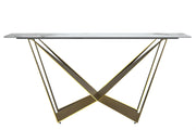 Nuvor Dining Table with Rectangular Sintered Stone/Glass Tabletop and Steel Legs - Elax Furniture