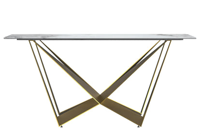 Nuvor Dining Table with Rectangular Sintered Stone/Glass Tabletop and Steel Legs - Elax Furniture