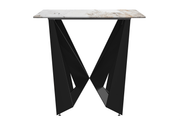 Nuvor Dining Table with Rectangular Sintered Stone/Glass Tabletop and Black Steel Legs Sintered Stone 62 Inches Wide Deep Grey Dining Table Leisuremod
