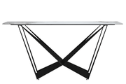 Nuvor Dining Table with Rectangular Sintered Stone/Glass Tabletop and Black Steel Legs Sintered Stone 62 Inches Wide Deep Grey Dining Table Leisuremod