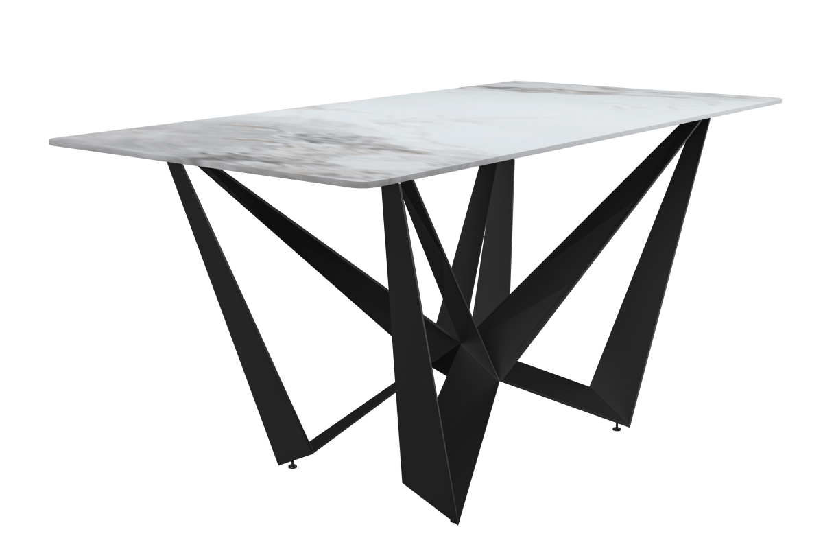 Nuvor Dining Table with Rectangular Sintered Stone/Glass Tabletop and Black Steel Legs Sintered Stone 62 Inches Wide Deep Grey Dining Table Leisuremod