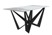 Nuvor Dining Table with Rectangular Sintered Stone/Glass Tabletop and Black Steel Legs Sintered Stone 62 Inches Wide Deep Grey Dining Table Leisuremod