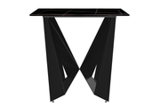 Nuvor Dining Table with Rectangular Sintered Stone/Glass Tabletop and Black Steel Legs Sintered Stone 55 Inches Wide Black and Gold Dining Table Leisuremod