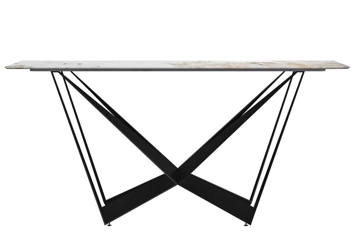 Nuvor Dining Table with Rectangular Sintered Stone/Glass Tabletop and Black Steel Legs Sintered Stone 55 Inches Wide Light Grey Dining Table Leisuremod