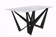Nuvor Dining Table with Rectangular Sintered Stone/Glass Tabletop and Black Steel Legs Sintered Stone 62 Inches Wide Deep Grey Dining Table Leisuremod