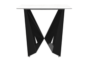 Nuvor Dining Table with Rectangular Sintered Stone/Glass Tabletop and Black Steel Legs Sintered Stone 62 Inches Wide Deep Grey Dining Table Leisuremod