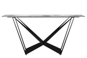 Nuvor Dining Table with Rectangular Sintered Stone/Glass Tabletop and Black Steel Legs Sintered Stone 62 Inches Wide Deep Grey Dining Table Leisuremod
