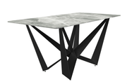 Nuvor Dining Table with Rectangular Sintered Stone/Glass Tabletop and Black Steel Legs Sintered Stone 62 Inches Wide Deep Grey Dining Table Leisuremod