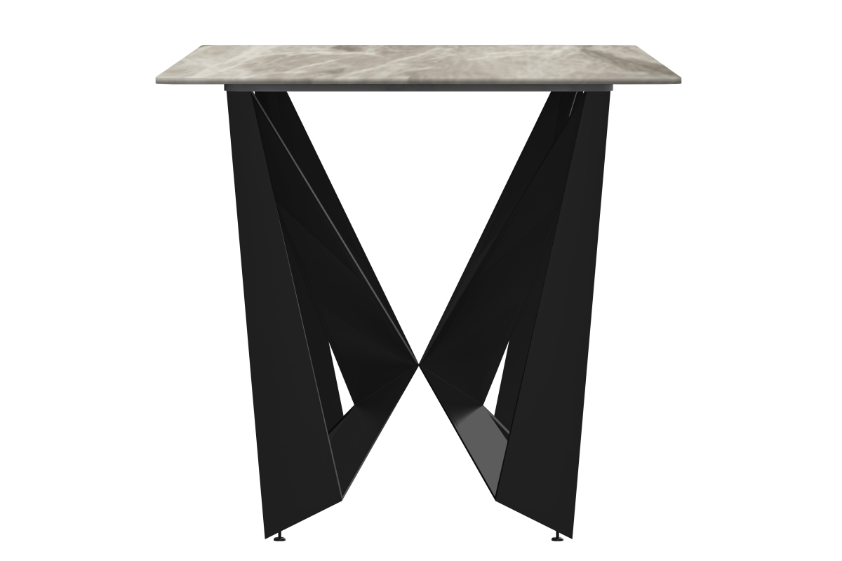 Nuvor Dining Table with Rectangular Sintered Stone/Glass Tabletop and Black Steel Legs Sintered Stone 62 Inches Wide Deep Grey Dining Table Leisuremod