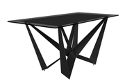 Nuvor Dining Table with Rectangular Sintered Stone/Glass Tabletop and Black Steel Legs Dining Table Leisuremod