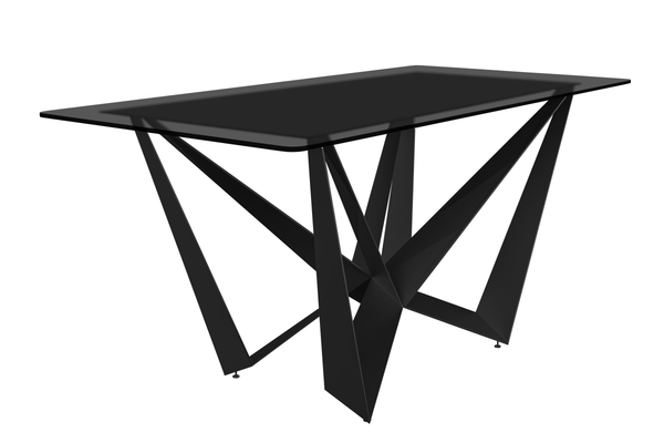 Nuvor Dining Table with Rectangular Sintered Stone/Glass Tabletop and Black Steel Legs Dining Table Leisuremod