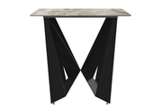 Nuvor Dining Table with Rectangular Sintered Stone/Glass Tabletop and Black Steel Legs Sintered Stone 62 Inches Wide Deep Grey Dining Table Leisuremod