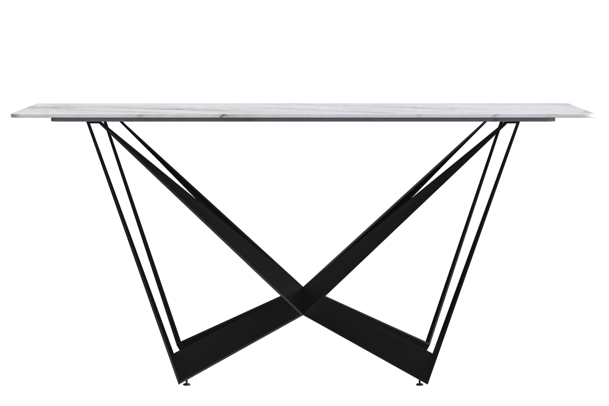 Nuvor Dining Table with Rectangular Sintered Stone/Glass Tabletop and Black Steel Legs Sintered Stone 62 Inches Wide Deep Grey Dining Table Leisuremod