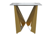 Nuvor Dining Table with Rectangular Sintered Stone/Glass Tabletop and Gold Steel Legs Sintered Stone 55 Inches Wide Light Grey Dining Table Leisuremod