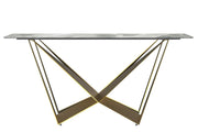 Nuvor Dining Table with Rectangular Sintered Stone/Glass Tabletop and Gold Steel Legs Sintered Stone 62 Inches Wide Deep Grey Dining Table Leisuremod