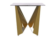 Nuvor Dining Table with Rectangular Sintered Stone/Glass Tabletop and Gold Steel Legs Sintered Stone 62 Inches Wide Deep Grey Dining Table Leisuremod