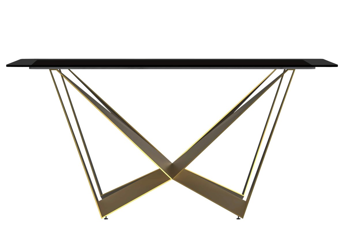 Nuvor Dining Table with Rectangular Sintered Stone/Glass Tabletop and Gold Steel Legs Sintered Stone 62 Inches Wide Deep Grey Dining Table Leisuremod