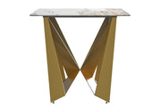 Nuvor Dining Table with Rectangular Sintered Stone/Glass Tabletop and Gold Steel Legs Sintered Stone 62 Inches Wide Deep Grey Dining Table Leisuremod