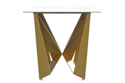 Nuvor Dining Table with Rectangular Sintered Stone/Glass Tabletop and Gold Steel Legs Sintered Stone 62 Inches Wide Deep Grey Dining Table Leisuremod
