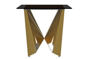 Nuvor Dining Table with Rectangular Sintered Stone/Glass Tabletop and Gold Steel Legs Sintered Stone 62 Inches Wide Deep Grey Dining Table Leisuremod