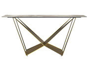 Nuvor Dining Table with Rectangular Sintered Stone/Glass Tabletop and Gold Steel Legs Sintered Stone 62 Inches Wide Deep Grey Dining Table Leisuremod