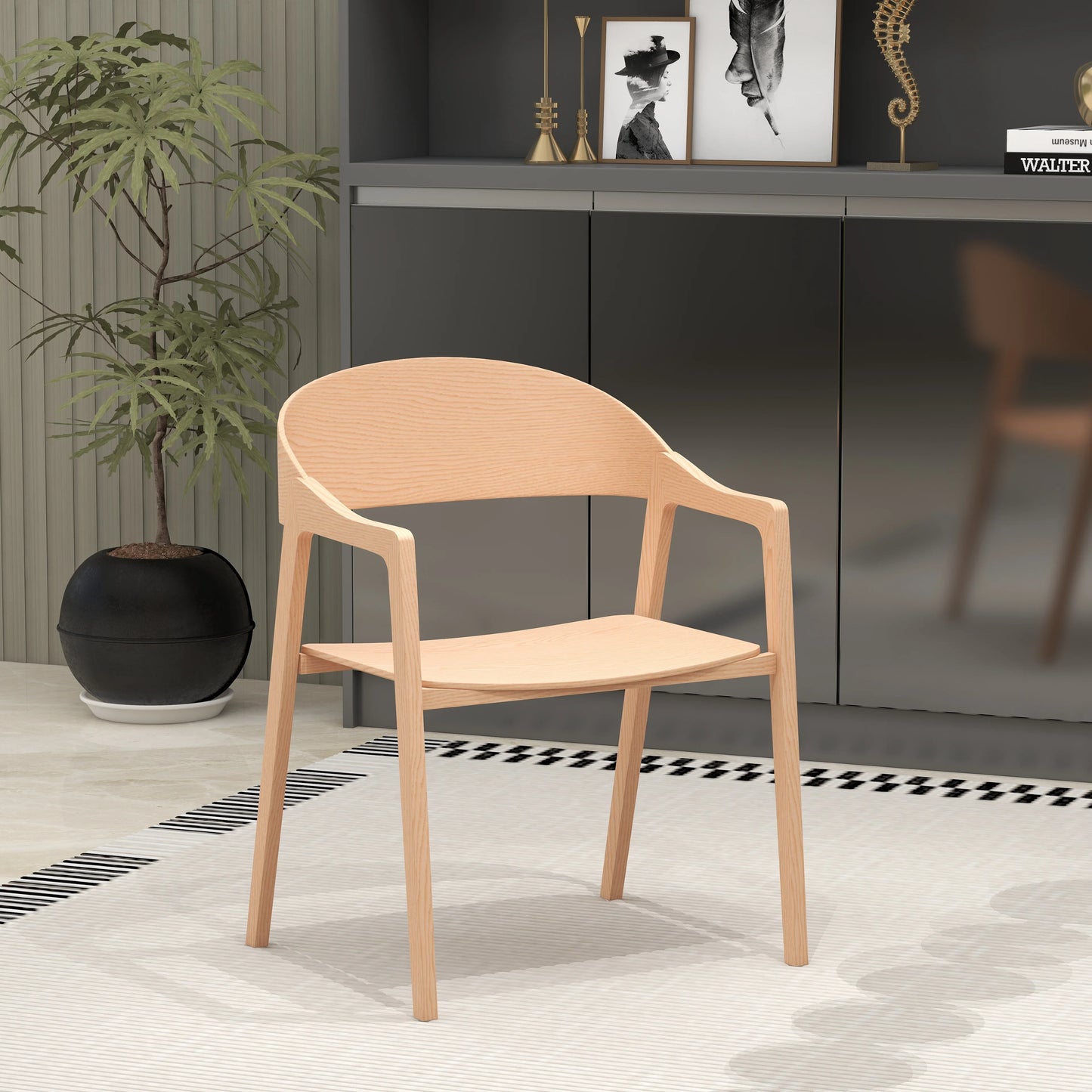 Rivo Dining Chairs in Sturdy Oak Wood with Open Back Design and Armrests - Elax Furniture