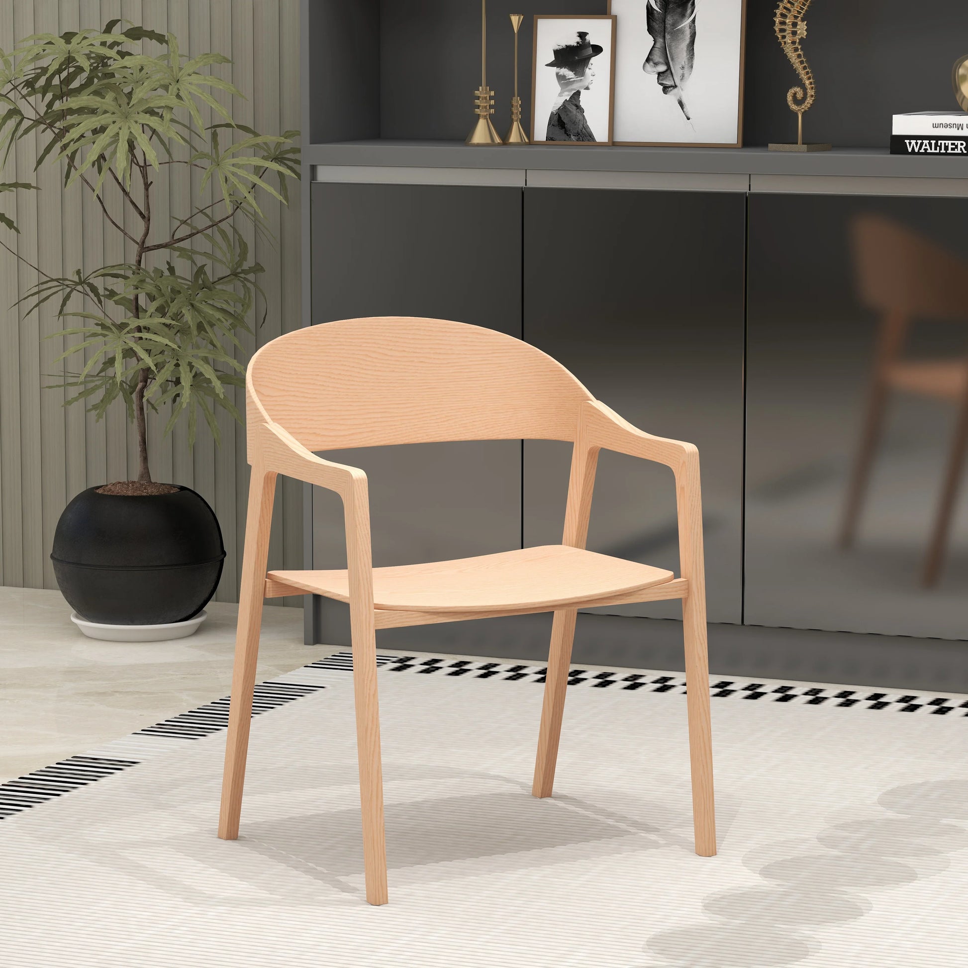 Rivo Dining Chairs in Sturdy Oak Wood with Open Back Design and Armrests - Elax Furniture