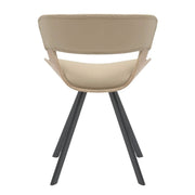 Nymia Upholstered Dining Chair With Saddle Seat Design and Iron Legs Washed Walnut Taupe Dining Chair Leisuremod