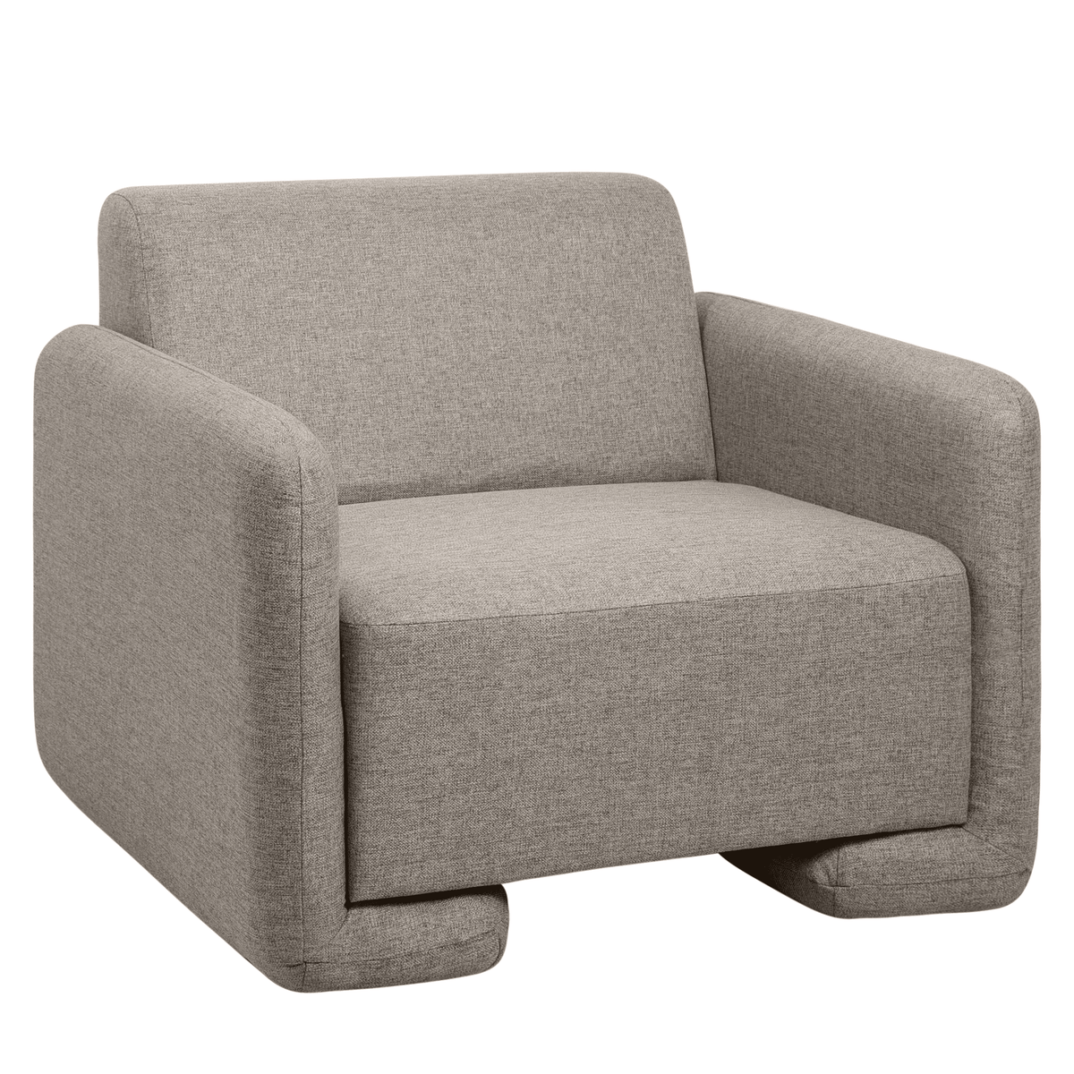 Nyta Accent Chair Upholstered in Linen/Boucle with Pine Wood Frame Grey Linen Sofa Leisuremod