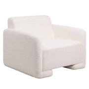 Nyta Accent Chair Upholstered in Linen/Boucle with Pine Wood Frame White Boucle Sofa Leisuremod