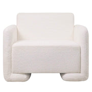 Nyta Accent Chair Upholstered in Linen/Boucle with Pine Wood Frame White Boucle Sofa Leisuremod