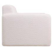 Nyta Accent Chair Upholstered in Linen/Boucle with Pine Wood Frame White Boucle Sofa Leisuremod