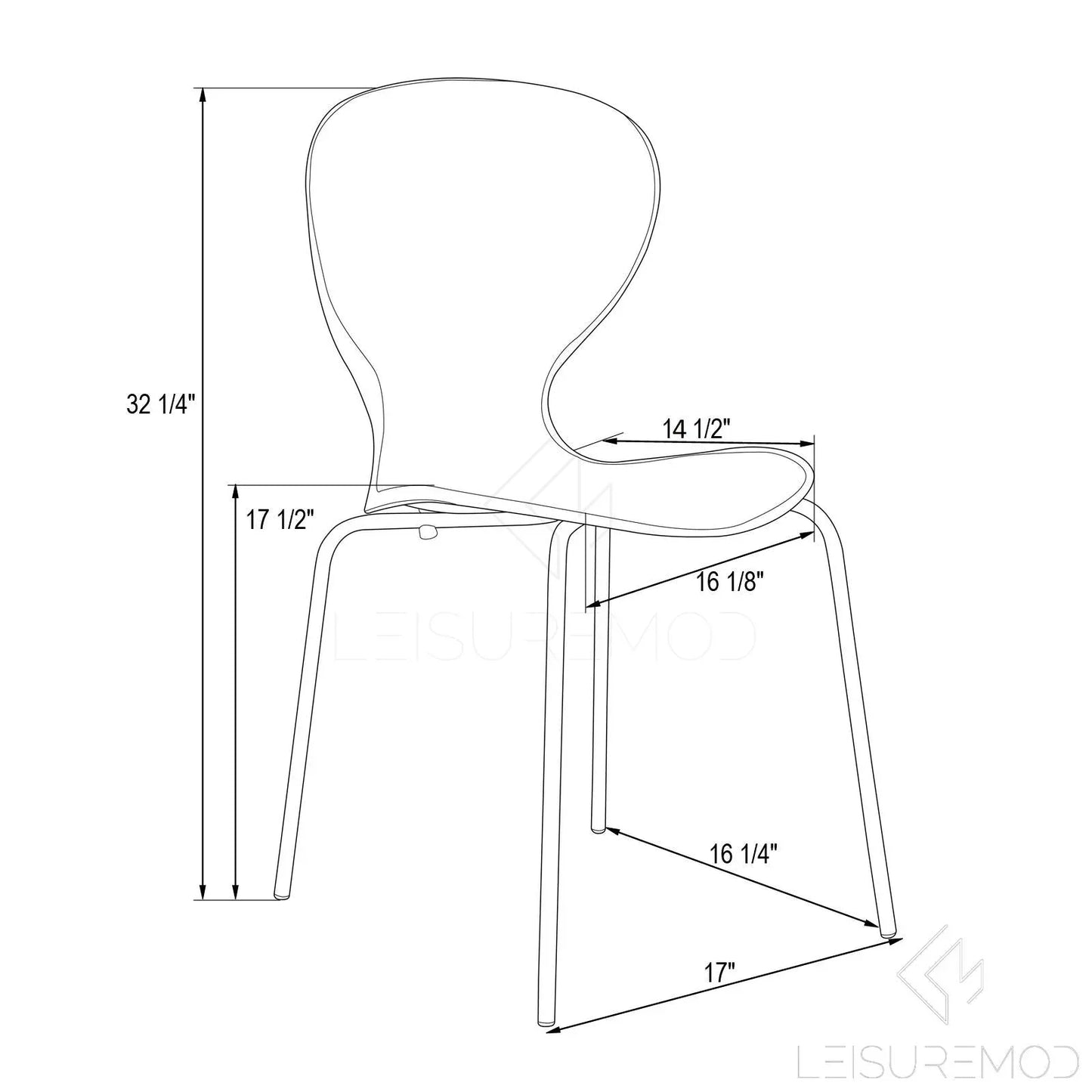 Modern Oyster Transparent Side Chair Set of 2 - Elax Furniture