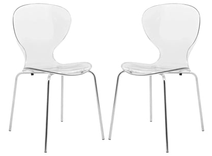 Modern Oyster Transparent Side Chair Set of 2 - Elax Furniture