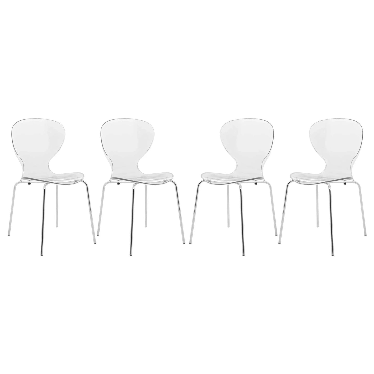 Modern Oyster Transparent Side Chair Set of 4 - Elax Furniture