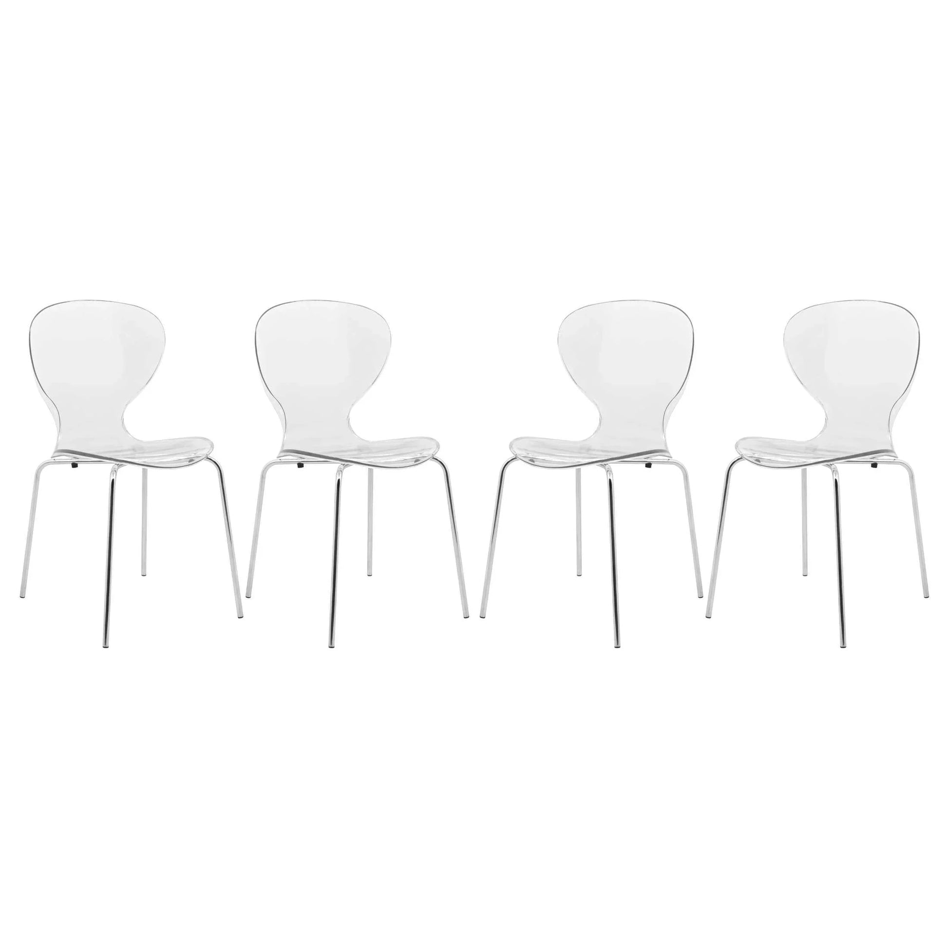Modern Oyster Transparent Side Chair Set of 4 - Elax Furniture
