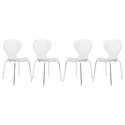 Modern Oyster Transparent Side Chair Set of 4 - Elax Furniture