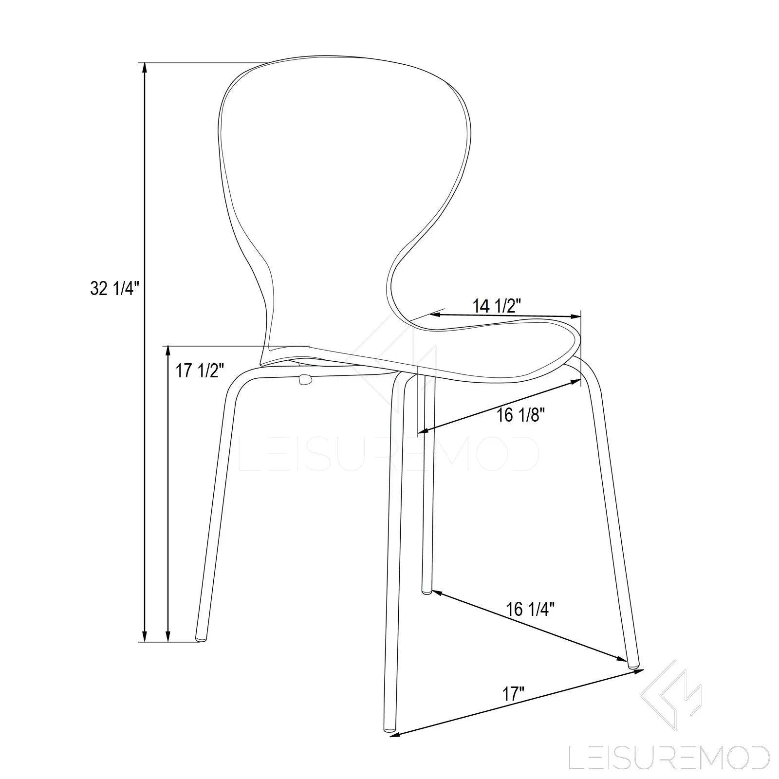Oyster Modern Dining Side Chair with Chrome Legs - Elax Furniture