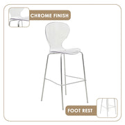 Oyster Mid-Century Modern Acrylic Barstool with Steel Frame in Chrome Finish for Kitchen and Dining Room - Elax Furniture