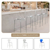Oyster Mid-Century Modern Acrylic Barstool with Steel Frame in Chrome Finish for Kitchen and Dining Room - Elax Furniture